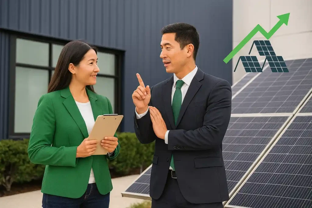 Solar panel trading business meeting